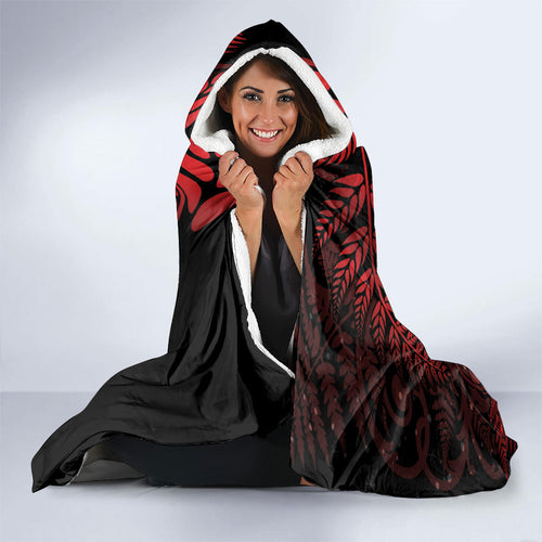 New Zealand Christmas Hooded Blanket Red Santa Riding Kiwi Bird Silver Fern