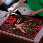 New Zealand Christmas Puzzle Red Santa Riding Kiwi Bird Silver Fern