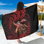 New Zealand Christmas Sarong Red Santa Riding Kiwi Bird Silver Fern