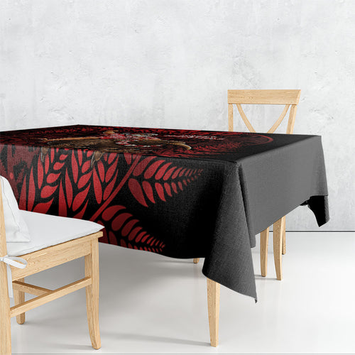 New Zealand Christmas Tablecloth Red Santa Riding Kiwi Bird Silver Fern