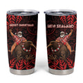 New Zealand Christmas Tumbler Cup Red Santa Riding Kiwi Bird Silver Fern
