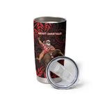 New Zealand Christmas Tumbler Cup Red Santa Riding Kiwi Bird Silver Fern