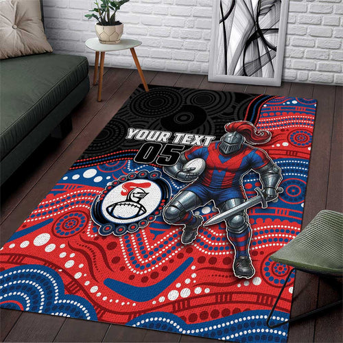 Custom Knights Area Rug Warrior Mascot With Aboriginal Indigenous