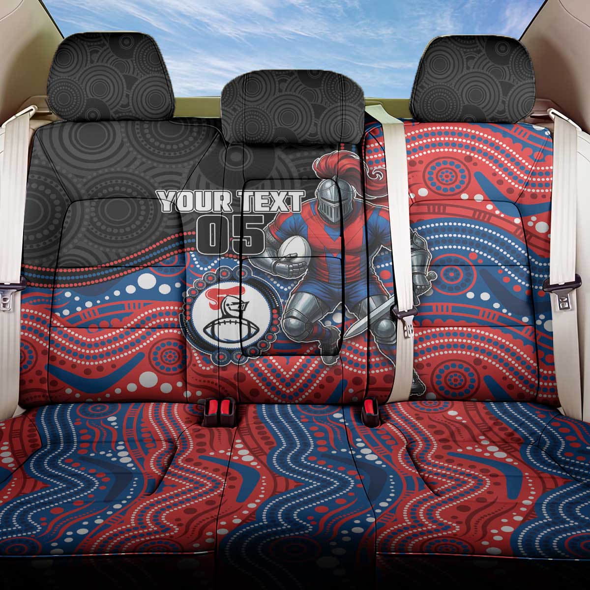 Custom Knights Back Car Seat Cover Warrior Mascot With Aboriginal Indigenous