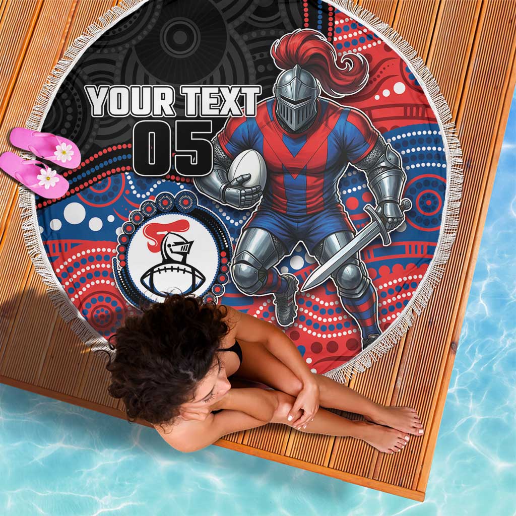 Custom Knights Beach Blanket Warrior Mascot With Aboriginal Indigenous