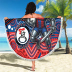 Custom Knights Beach Blanket Warrior Mascot With Aboriginal Indigenous