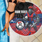 Custom Knights Beach Blanket Warrior Mascot With Aboriginal Indigenous