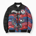 Custom Knights Bomber Puffer Jacket Warrior Mascot With Aboriginal Indigenous