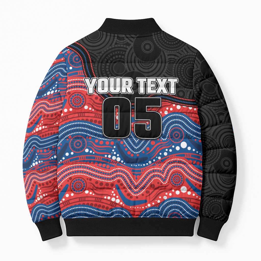 Custom Knights Bomber Puffer Jacket Warrior Mascot With Aboriginal Indigenous