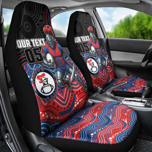 Custom Knights Car Seat Cover Warrior Mascot With Aboriginal Indigenous