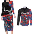 Custom Knights Couples Matching Long Sleeve Bodycon Dress and Long Sleeve Button Shirt Warrior Mascot With Aboriginal Indigenous