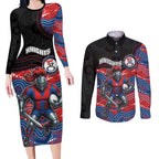 Custom Knights Couples Matching Long Sleeve Bodycon Dress and Long Sleeve Button Shirt Warrior Mascot With Aboriginal Indigenous