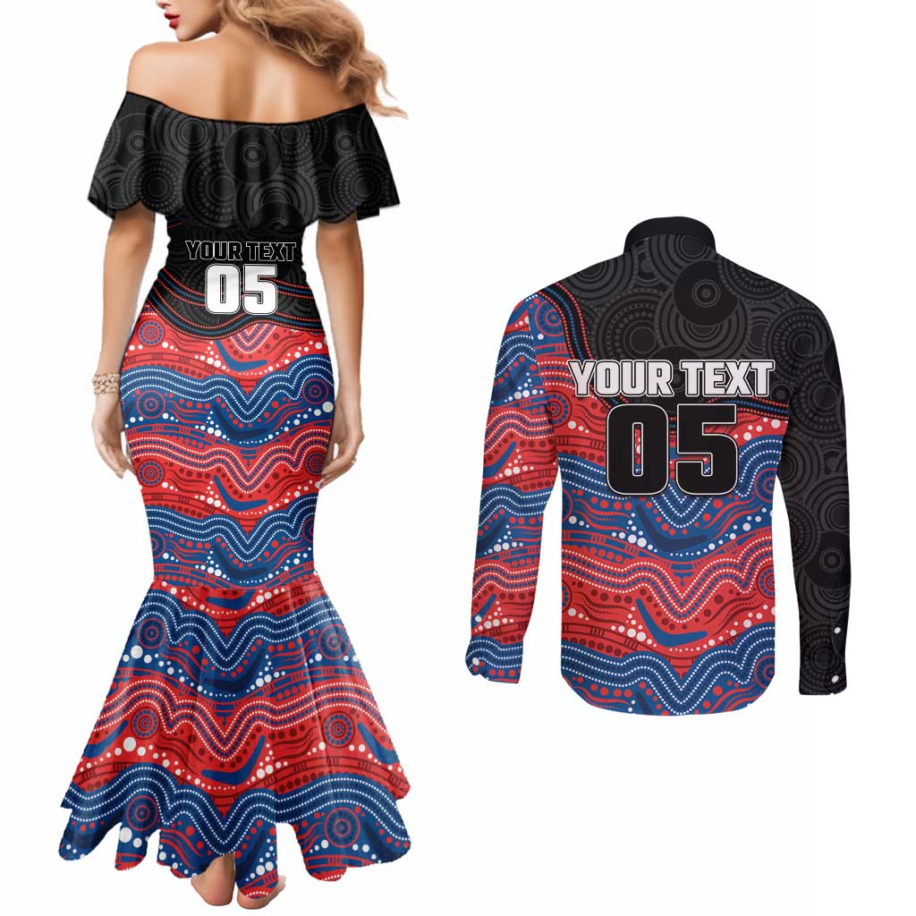 Custom Knights Couples Matching Mermaid Dress and Long Sleeve Button Shirt Warrior Mascot With Aboriginal Indigenous