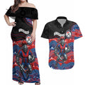 Custom Knights Couples Matching Off Shoulder Maxi Dress and Hawaiian Shirt Warrior Mascot With Aboriginal Indigenous