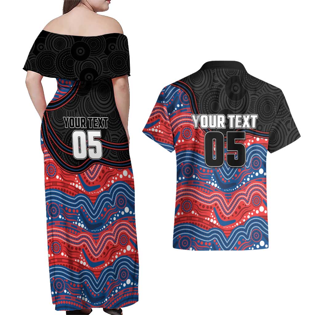 Custom Knights Couples Matching Off Shoulder Maxi Dress and Hawaiian Shirt Warrior Mascot With Aboriginal Indigenous