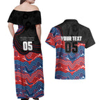 Custom Knights Couples Matching Off Shoulder Maxi Dress and Hawaiian Shirt Warrior Mascot With Aboriginal Indigenous