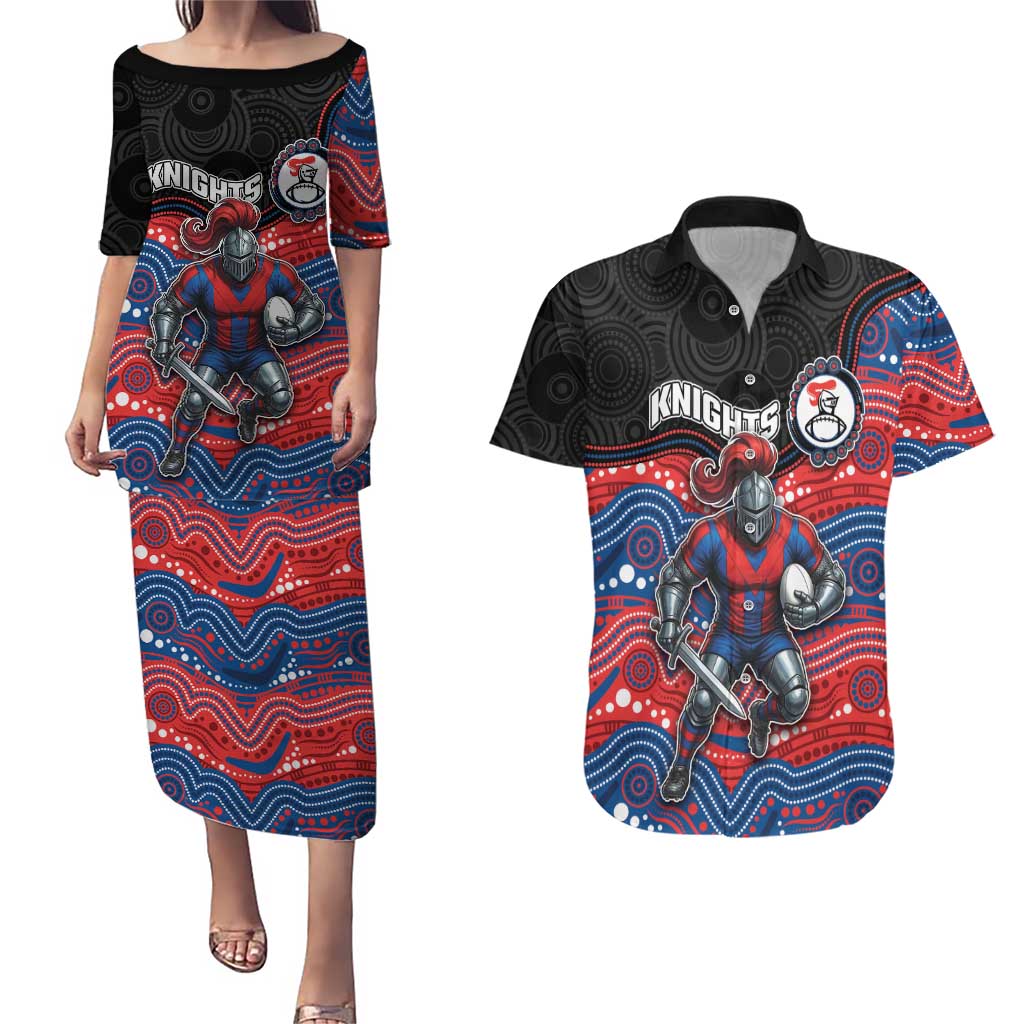 Custom Knights Couples Matching Puletasi and Hawaiian Shirt Warrior Mascot With Aboriginal Indigenous