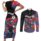 Custom Knights Couples Matching Short Sleeve Bodycon Dress and Long Sleeve Button Shirt Warrior Mascot With Aboriginal Indigenous