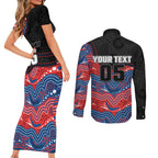 Custom Knights Couples Matching Short Sleeve Bodycon Dress and Long Sleeve Button Shirt Warrior Mascot With Aboriginal Indigenous