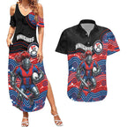 Custom Knights Couples Matching Summer Maxi Dress and Hawaiian Shirt Warrior Mascot With Aboriginal Indigenous