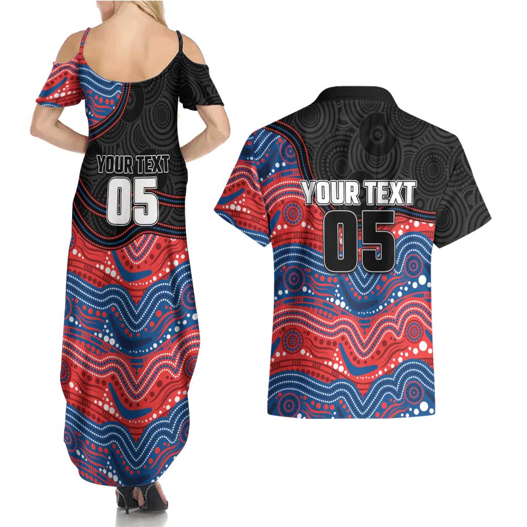 Custom Knights Couples Matching Summer Maxi Dress and Hawaiian Shirt Warrior Mascot With Aboriginal Indigenous