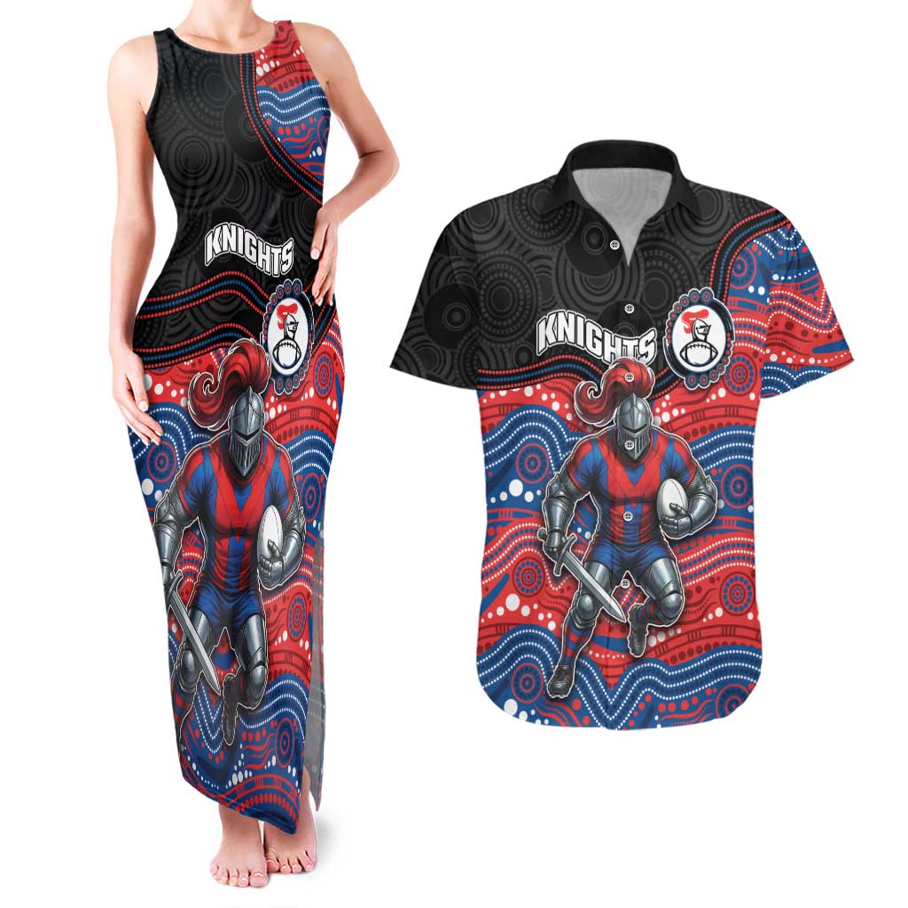 Custom Knights Couples Matching Tank Maxi Dress and Hawaiian Shirt Warrior Mascot With Aboriginal Indigenous