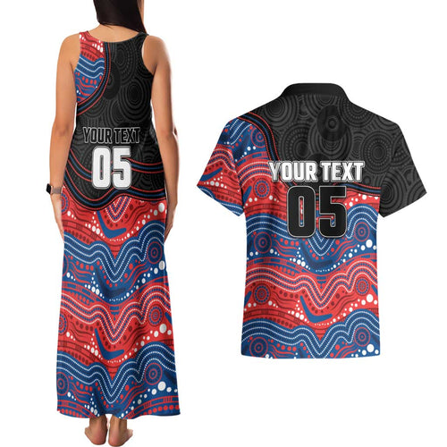Custom Knights Couples Matching Tank Maxi Dress and Hawaiian Shirt Warrior Mascot With Aboriginal Indigenous