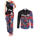 Custom Knights Couples Matching Tank Maxi Dress and Long Sleeve Button Shirt Warrior Mascot With Aboriginal Indigenous