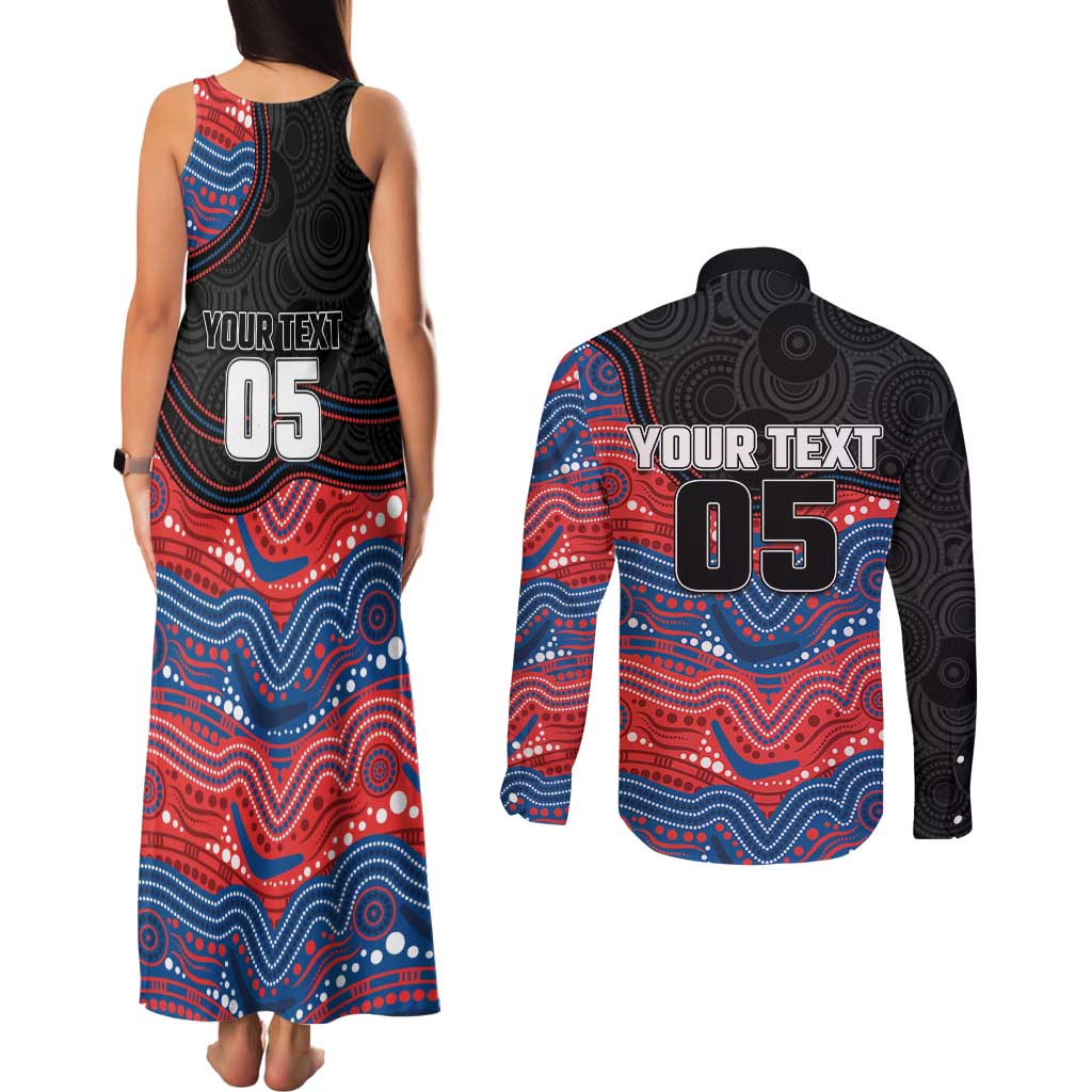 Custom Knights Couples Matching Tank Maxi Dress and Long Sleeve Button Shirt Warrior Mascot With Aboriginal Indigenous