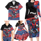 Custom Knights Family Matching Long Sleeve Bodycon Dress and Hawaiian Shirt Warrior Mascot With Aboriginal Indigenous