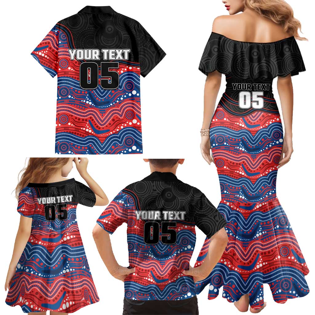 Custom Knights Family Matching Mermaid Dress and Hawaiian Shirt Warrior Mascot With Aboriginal Indigenous