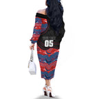 Custom Knights Family Matching Off The Shoulder Long Sleeve Dress and Hawaiian Shirt Warrior Mascot With Aboriginal Indigenous