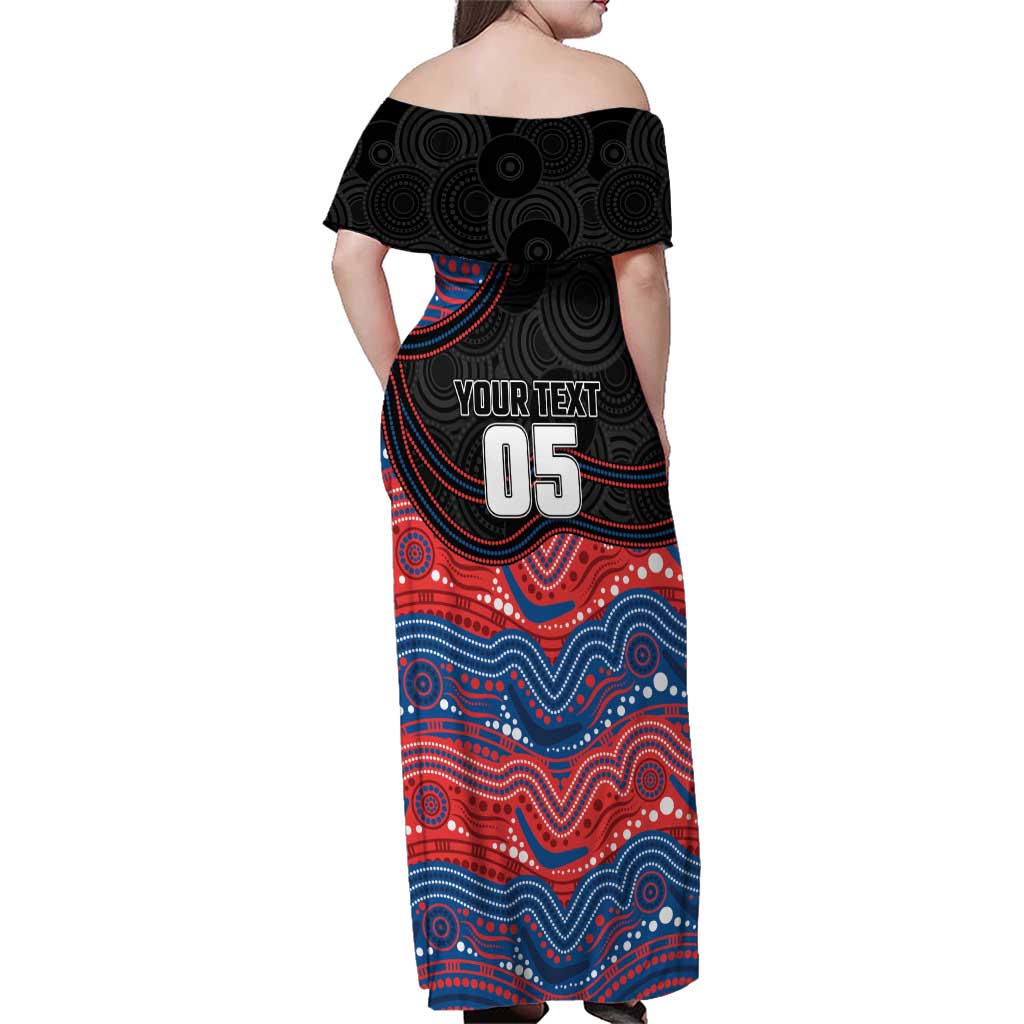 Custom Knights Family Matching Off Shoulder Maxi Dress and Hawaiian Shirt Warrior Mascot With Aboriginal Indigenous
