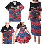 Custom Knights Family Matching Puletasi and Hawaiian Shirt Warrior Mascot With Aboriginal Indigenous