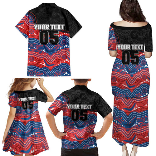 Custom Knights Family Matching Puletasi and Hawaiian Shirt Warrior Mascot With Aboriginal Indigenous