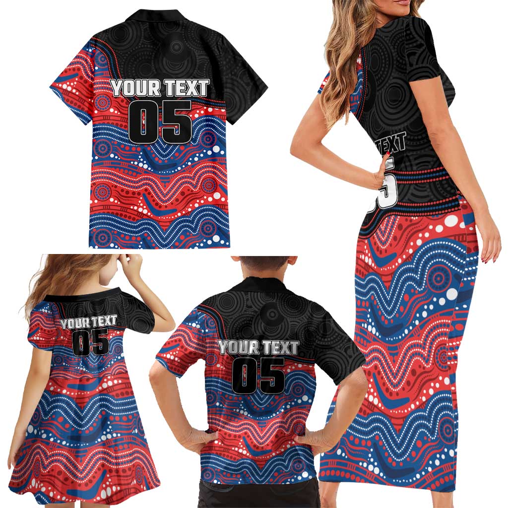 Custom Knights Family Matching Short Sleeve Bodycon Dress and Hawaiian Shirt Warrior Mascot With Aboriginal Indigenous