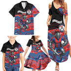 Custom Knights Family Matching Summer Maxi Dress and Hawaiian Shirt Warrior Mascot With Aboriginal Indigenous