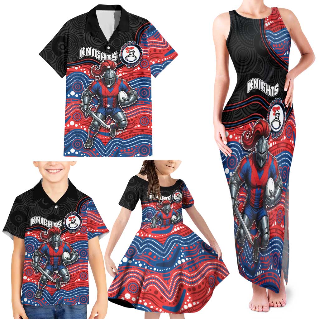 Custom Knights Family Matching Tank Maxi Dress and Hawaiian Shirt Warrior Mascot With Aboriginal Indigenous