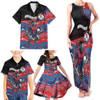 Custom Knights Family Matching Tank Maxi Dress and Hawaiian Shirt Warrior Mascot With Aboriginal Indigenous