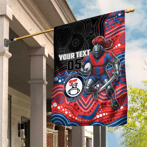 Custom Knights Garden Flag Warrior Mascot With Aboriginal Indigenous