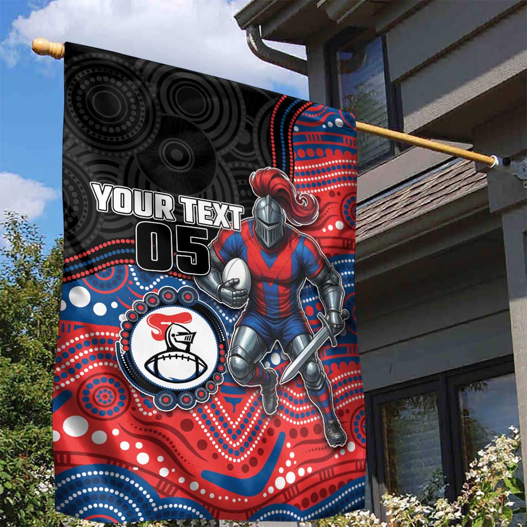Custom Knights Garden Flag Warrior Mascot With Aboriginal Indigenous