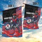Custom Knights Garden Flag Warrior Mascot With Aboriginal Indigenous