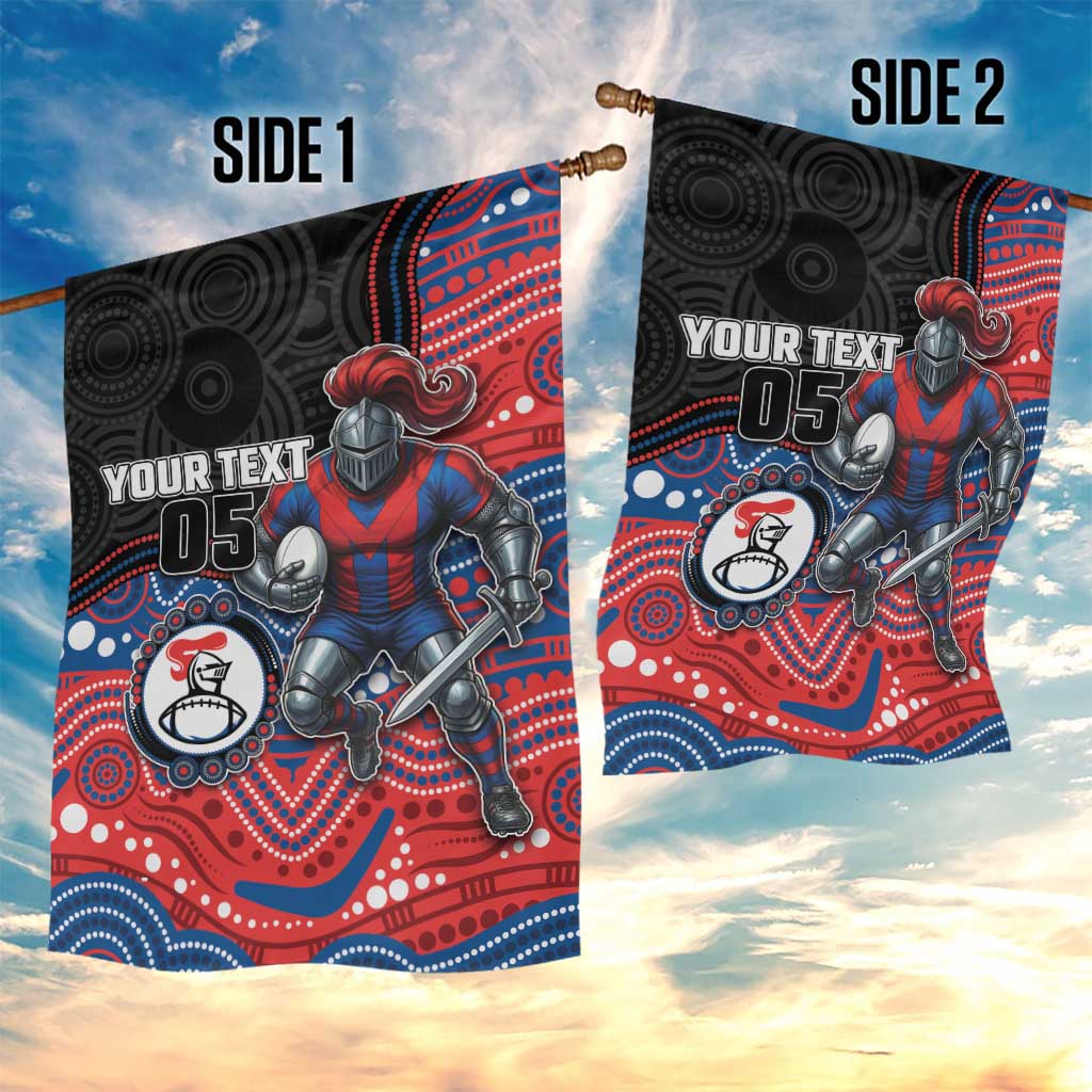 Custom Knights Garden Flag Warrior Mascot With Aboriginal Indigenous