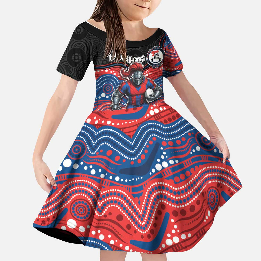 Custom Knights Kid Short Sleeve Dress Warrior Mascot With Aboriginal Indigenous