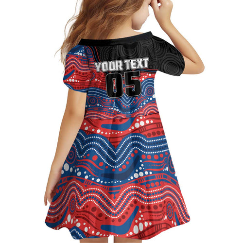 Custom Knights Kid Short Sleeve Dress Warrior Mascot With Aboriginal Indigenous