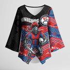 Custom Knights Kimono Sleeve Blouse Warrior Mascot With Aboriginal Indigenous