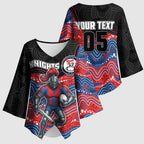 Custom Knights Kimono Sleeve Blouse Warrior Mascot With Aboriginal Indigenous