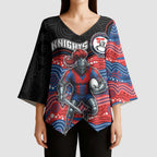 Custom Knights Kimono Sleeve Blouse Warrior Mascot With Aboriginal Indigenous