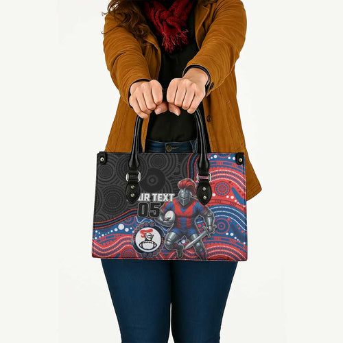 Custom Knights Leather Bag Warrior Mascot With Aboriginal Indigenous