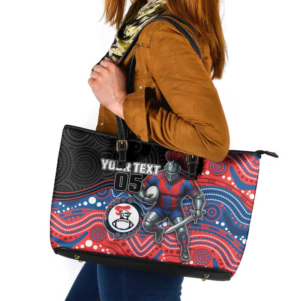 Custom Knights Leather Tote Bag Warrior Mascot With Aboriginal Indigenous